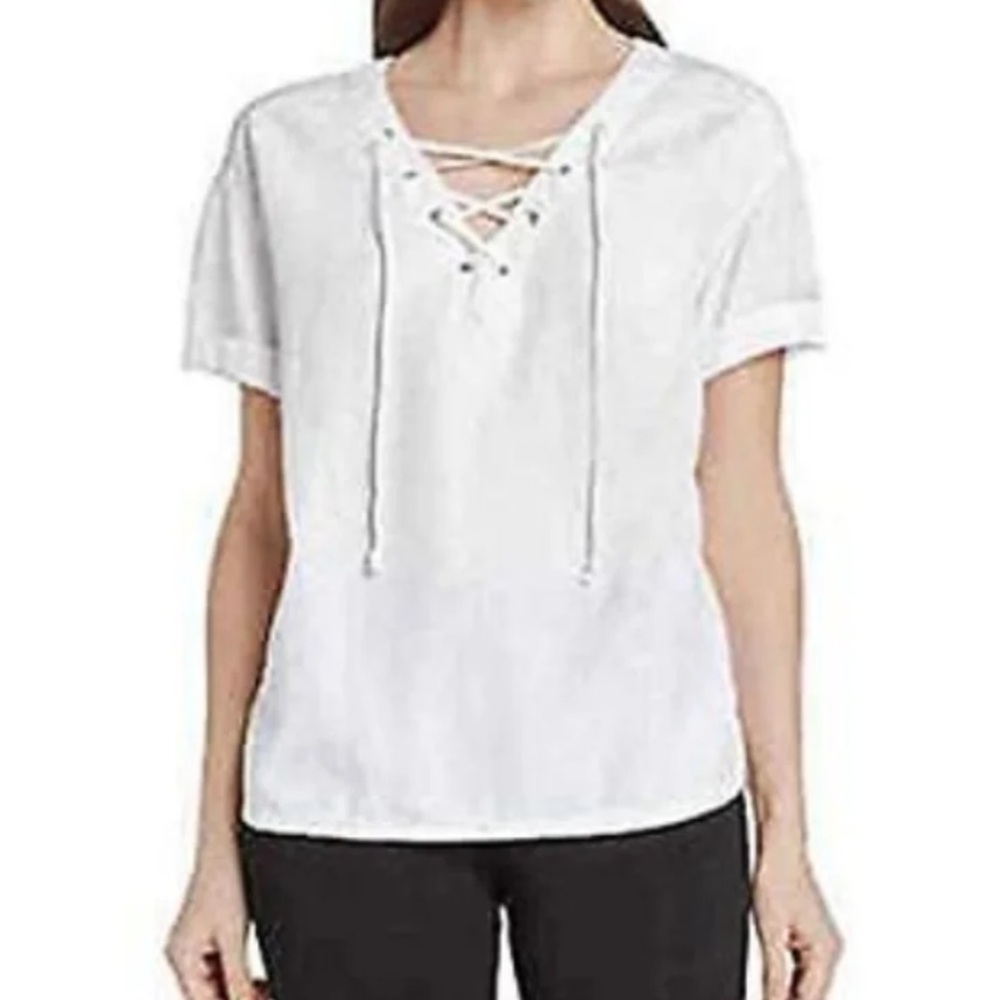 Matty M white tencel/linen blend blouse top NWT Small, Medium, Large